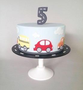 Transport themed birthday cake